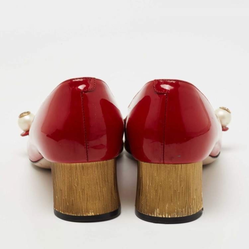 GUCCI Vernice crystal hibiscus patent red Mary Jane heels, size 38 - Picture 8 of 10